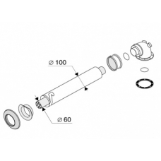 Горизонтальная коаксиальная система дымоходов Protherm 60/100 (1 метр) для прохода через стену