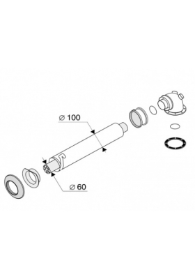 Горизонтальная коаксиальная система дымоходов Protherm 60/100 (1 метр) для прохода через стену