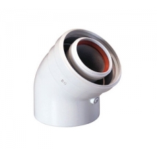 Отвод 45° для концентрической дымовой трубы диаметром 60/100 мм (2 шт)
